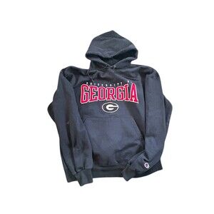 Vtg Georgia Bulldogs Hoodie Mens Large Black Champion NCAA Football College
